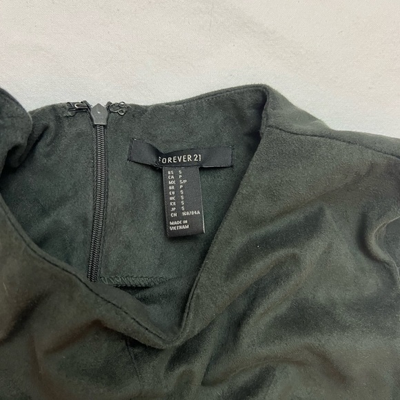 Forever 21 Faux Suede Shift Dress Green Small - Picture 3 of 4